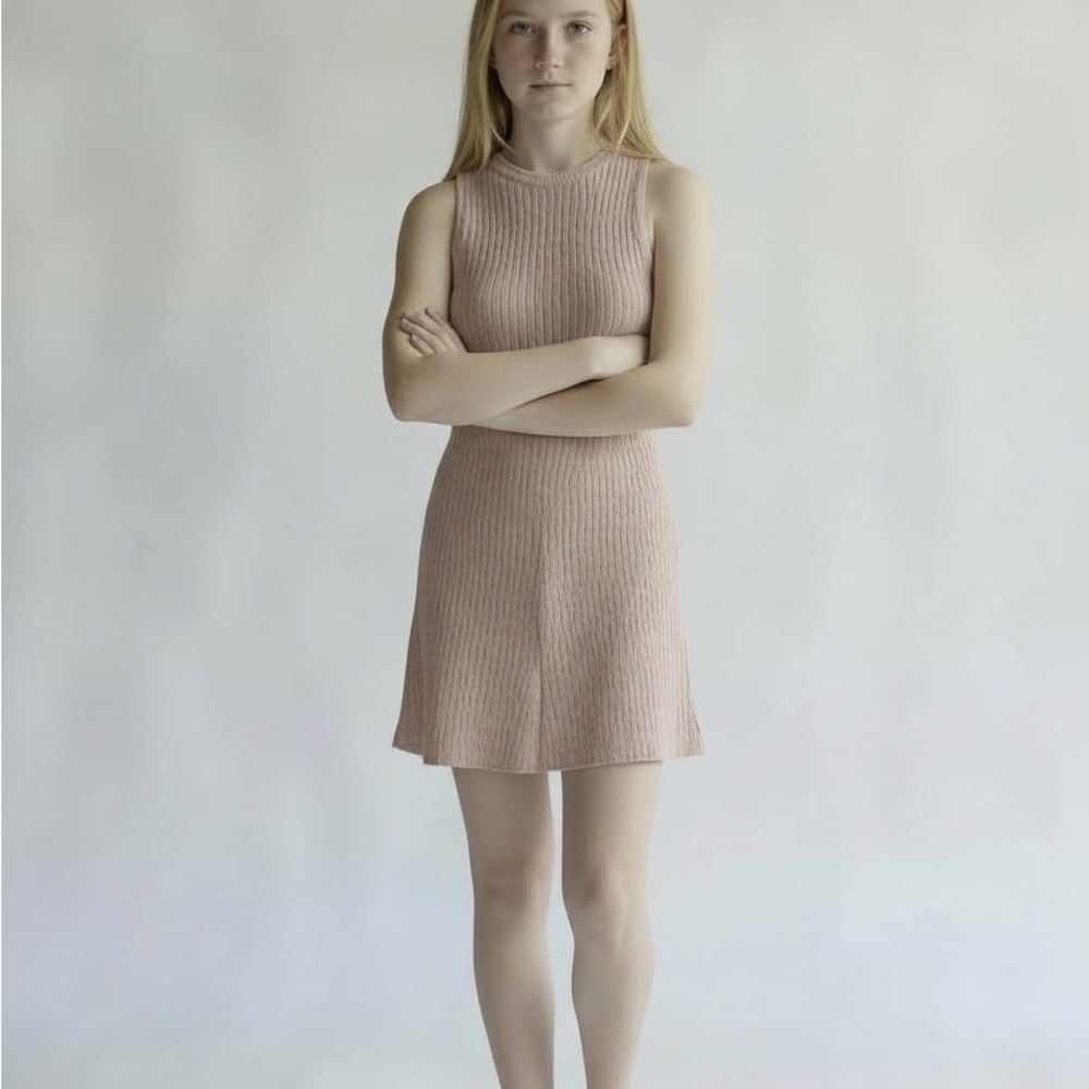Zara Ribbed Knit Romper in Soft Beige